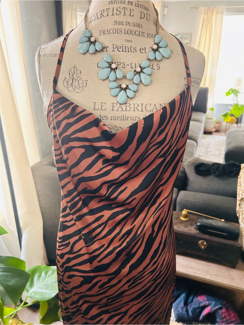 Forever 21 Brown and Black Tiger Print Slip Dress - Picture 3 of 10